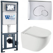 Подвесной унитаз с инсталляцией WeltWasser Marberg 410 / Merzbach 043 XL GL-WT / MAR 410 RD-CR 10000013800 белый глянцевый