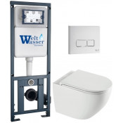 Подвесной унитаз с инсталляцией WeltWasser Marberg 410 / Merzbach 043 XL GL-WT / MAR 410 SE GL-WT 10000013801 белый глянцевый