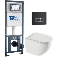 Подвесной унитаз с инсталляцией WeltWasser Marberg 410 / Merzbach 043 XL GL-WT / MAR 410 SE MT-BL 10000013802 белый глянцевый