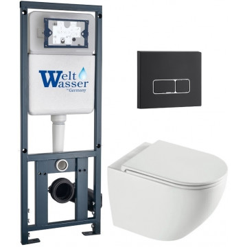 Подвесной унитаз с инсталляцией WeltWasser Marberg 410 / Merzbach 043 XL GL-WT / MAR 410 SE MT-BL 10000013802 белый глянцевый