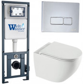 Подвесной унитаз с инсталляцией WeltWasser Marberg 410 / Merzbach 043 XL GL-WT / MAR 410 SE-CR 10000013803 белый глянцевый