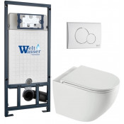 Подвесной унитаз с инсталляцией WeltWasser Marberg 507 / Merzbach 043 XL GL-WT / MAR 507 RD GL-WT 10000013805 белый глянцевый