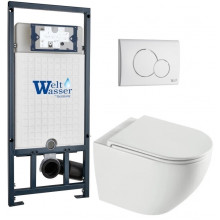 Подвесной унитаз с инсталляцией WeltWasser Marberg 507 / Merzbach 043 XL GL-WT / MAR 507 RD GL-WT 10000013805 белый глянцевый