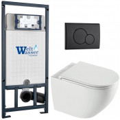 Подвесной унитаз с инсталляцией WeltWasser Marberg 507 / Merzbach 043 XL GL-WT / MAR 507 RD MT-BL 10000013806 белый глянцевый