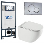 Подвесной унитаз с инсталляцией WeltWasser Marberg 507 / Merzbach 043 XL GL-WT / MAR 507 RD-CR 10000013807 белый глянцевый