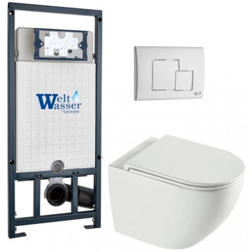 Подвесной унитаз с инсталляцией WeltWasser Marberg 507 / Merzbach 043 XL GL-WT / MAR 507 SE GL-WT 10000013808 белый глянцевый
