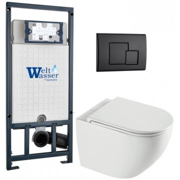 Подвесной унитаз с инсталляцией WeltWasser Marberg 507 / Merzbach 043 XL GL-WT / MAR 507 SE MT-BL 10000013809 белый глянцевый