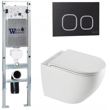Подвесной унитаз с инсталляцией WeltWasser Amberg 350 ST / Merzbach 043 XL GL-WT / Amberg RD-BL 10000013761 белый глянцевый