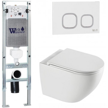 Подвесной унитаз с инсталляцией WeltWasser Amberg 350 ST / Merzbach 043 XL GL-WT / Amberg RD-WT 10000013764 белый глянцевый