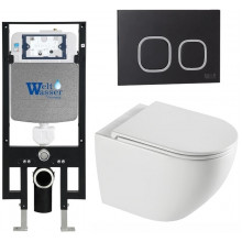 Подвесной унитаз с инсталляцией WeltWasser Amberg 497 / Merzbach 043 XL GL-WT / Amberg RD-BL 10000013766 белый глянцевый