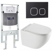 Подвесной унитаз с инсталляцией WeltWasser Amberg 497 ST / Merzbach 043 XL GL-WT / Amberg RD-BL 10000013771 белый глянцевый