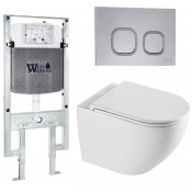 Подвесной унитаз с инсталляцией WeltWasser Amberg 497 ST / Merzbach 043 XL GL-WT / Amberg RD-CR 10000013772 белый глянцевый