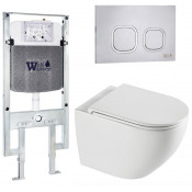 Подвесной унитаз с инсталляцией WeltWasser Amberg 497 ST / Merzbach 043 XL GL-WT / Amberg RD-MT CR 10000013773 белый глянцевый