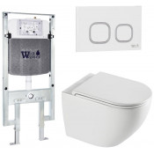 Подвесной унитаз с инсталляцией WeltWasser Amberg 497 ST / Merzbach 043 XL GL-WT / Amberg RD-WT 10000013774 белый глянцевый