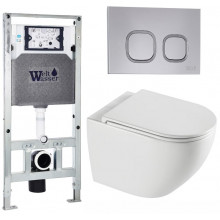 Подвесной унитаз с инсталляцией WeltWasser Amberg 506 ST / Merzbach 043 XL GL-WT / Amberg RD-CR 10000013782 белый глянцевый