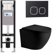 Подвесной унитаз с инсталляцией WeltWasser Amberg 350 / Merzbach 043 XL MT-BL / Amberg RD-BL 10000014097 черный матовый