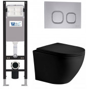 Подвесной унитаз с инсталляцией WeltWasser Amberg 350 / Merzbach 043 XL MT-BL / Amberg RD-CR 10000014098 черный матовый