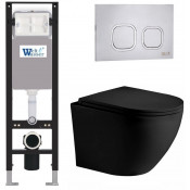 Подвесной унитаз с инсталляцией WeltWasser Amberg 350 / Merzbach 043 XL MT-BL / Amberg RD-MT CR 10000014099 черный матовый