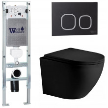 Подвесной унитаз с инсталляцией WeltWasser Amberg 350 ST / Merzbach 043 XL MT-BL / Amberg RD-BL 10000014102 черный матовый