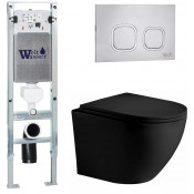 Подвесной унитаз с инсталляцией WeltWasser Amberg 350 ST / Merzbach 043 XL MT-BL / Amberg RD-MT CR 10000014104 черный матовый