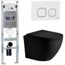Подвесной унитаз с инсталляцией WeltWasser Amberg 350 ST / Merzbach 043 XL MT-BL / Amberg RD-WT 10000014105 черный матовый