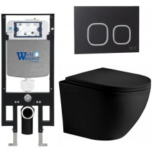 Подвесной унитаз с инсталляцией WeltWasser Amberg 497 / Merzbach 043 XL MT-BL / Amberg RD-BL 10000014107 черный матовый