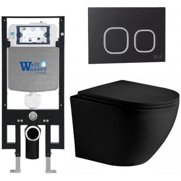 Подвесной унитаз с инсталляцией WeltWasser Amberg 497 / Merzbach 043 XL MT-BL / Amberg RD-BL 10000014107 черный матовый