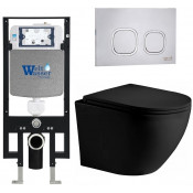 Подвесной унитаз с инсталляцией WeltWasser Amberg 497 / Merzbach 043 XL MT-BL / Amberg RD-MT CR 10000014109 черный матовый