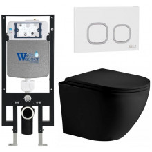 Подвесной унитаз с инсталляцией WeltWasser Amberg 497 / Merzbach 043 XL MT-BL / Amberg RD-WT 10000014110 черный матовый
