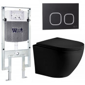 Подвесной унитаз с инсталляцией WeltWasser Amberg 497 ST / Merzbach 043 XL MT-BL / Amberg RD-BL 10000014112 черный матовый