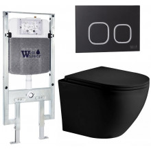 Подвесной унитаз с инсталляцией WeltWasser Amberg 497 ST / Merzbach 043 XL MT-BL / Amberg RD-BL 10000014112 черный матовый