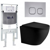 Подвесной унитаз с инсталляцией WeltWasser Amberg 497 ST / Merzbach 043 XL MT-BL / Amberg RD-CR 10000014113 черный матовый