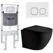 Подвесной унитаз с инсталляцией WeltWasser Amberg 497 ST / Merzbach 043 XL MT-BL / Amberg RD-WT 10000014115 черный матовый
