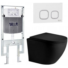 Подвесной унитаз с инсталляцией WeltWasser Amberg 497 ST / Merzbach 043 XL MT-BL / Amberg RD-WT 10000014115 черный матовый
