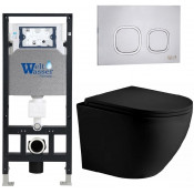 Подвесной унитаз с инсталляцией WeltWasser Amberg 506 / Merzbach 043 XL MT-BL / Amberg RD-MT CR 10000014119 черный матовый
