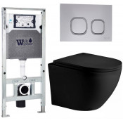 Подвесной унитаз с инсталляцией WeltWasser Amberg 506 ST / Merzbach 043 XL MT-BL / Amberg RD-CR 10000014123 черный матовый