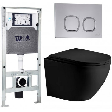 Подвесной унитаз с инсталляцией WeltWasser Amberg 506 ST / Merzbach 043 XL MT-BL / Amberg RD-CR 10000014123 черный матовый