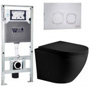 Подвесной унитаз с инсталляцией WeltWasser Amberg 506 ST / Merzbach 043 XL MT-BL / Amberg RD-MT CR 10000014124 черный матовый