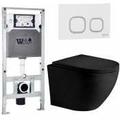 Подвесной унитаз с инсталляцией WeltWasser Amberg 506 ST / Merzbach 043 XL MT-BL / Amberg RD-WT 10000014125 черный матовый