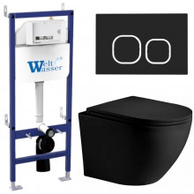 Подвесной унитаз с инсталляцией WeltWasser Bamberg 460 / Merzbach 043 XL MT-BL / Bamberg BL 10000014127 черный матовый