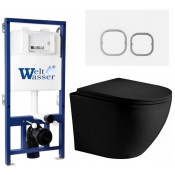 Подвесной унитаз с инсталляцией WeltWasser Bamberg 525 / Merzbach 043 XL MT-BL / Bamberg WT 10000014135 черный матовый