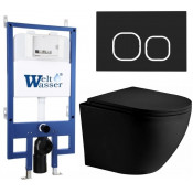 Подвесной унитаз с инсталляцией WeltWasser Bamberg 545 / Merzbach 043 XL MT-BL / Bamberg BL 10000014136 черный матовый