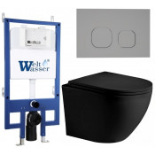 Подвесной унитаз с инсталляцией WeltWasser Bamberg 545 / Merzbach 043 XL MT-BL / Bamberg CR 10000014137 черный матовый
