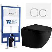 Подвесной унитаз с инсталляцией WeltWasser Bamberg 545 / Merzbach 043 XL MT-BL / Bamberg WT 10000014138 черный матовый