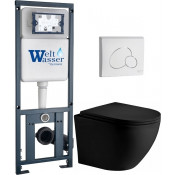 Подвесной унитаз с инсталляцией WeltWasser Marberg 410 / Merzbach 043 XL MT-BL / MAR 410 RD GL-WT 10000014141 черный матовый
