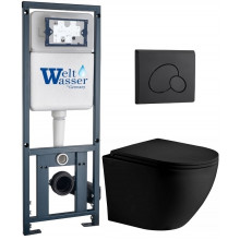 Подвесной унитаз с инсталляцией WeltWasser Marberg 410 / Merzbach 043 XL MT-BL / MAR 410 RD MT-BL 10000014142 черный матовый