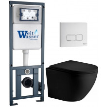 Подвесной унитаз с инсталляцией WeltWasser Marberg 410 / Merzbach 043 XL MT-BL / MAR 410 SE GL-WT 10000014144 черный матовый