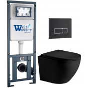 Подвесной унитаз с инсталляцией WeltWasser Marberg 410 / Merzbach 043 XL MT-BL / MAR 410 SE MT-BL 10000014145 черный матовый