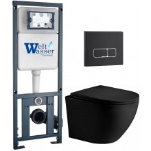 Подвесной унитаз с инсталляцией WeltWasser Marberg 410 / Merzbach 043 XL MT-BL / MAR 410 SE MT-BL 10000014145 черный матовый