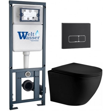 Подвесной унитаз с инсталляцией WeltWasser Marberg 410 / Merzbach 043 XL MT-BL / MAR 410 SE MT-BL 10000014145 черный матовый